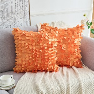 Unique Bargains Indoor Outdoor Solid 3D Sequins Leaf Color Throw Pillow Cover 2 Pcs - 1 of 4