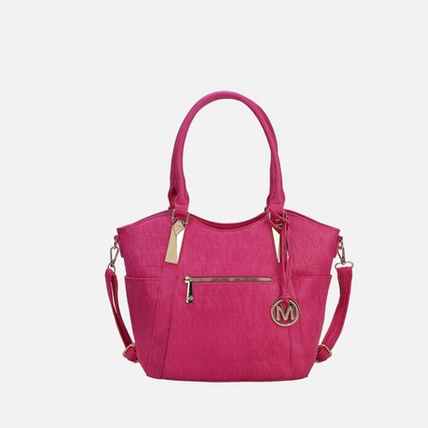 MKF Collection Tote Bag Multi Pocket Zip Closure, Lucy | MKF Collection by Mia K - Fuchsia