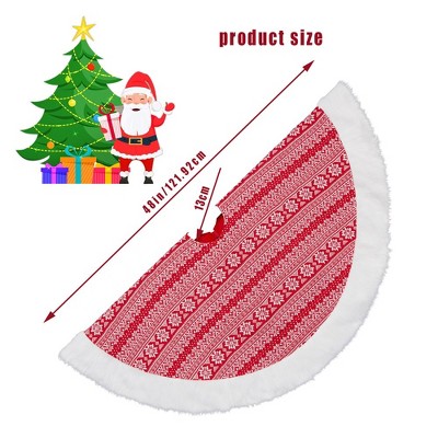 48-Inch Red and White Christmas Tree Skirt with Snowflake Pattern