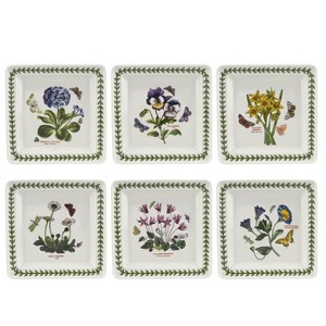 Portmeirion Botanic Garden 7 Inch Porcelain Square Plate, Set of 6 - Assorted Floral Motifs,7 Inch - 1 of 4