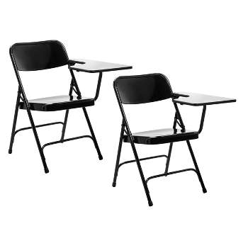 2pk Tablet Arm Folding Chair Black- Hampden Furnishings