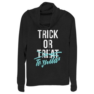 CHIN UP Halloween Trick or Tequila Cowl Neck Sweatshirt - 1 of 3