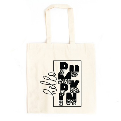 City Creek Prints Hello Pumpkin Square Canvas Tote Bag - 15x16 - Natural