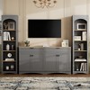 3-Piece Wood TV Stand Entertainment Center with Adjustable Shelves, Dual-Tone Storage Cabinets, Bookshelf & Sideboard for Living Room - 2 of 4