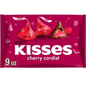 HERSHEY'S Kisses Cherry Cordial Flavored Milk Chocolate Christmas Candy - 9oz - 1 of 4