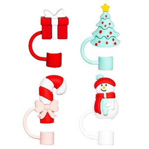 CharCharms 4pk Holiday Straw Topper - 1 of 4