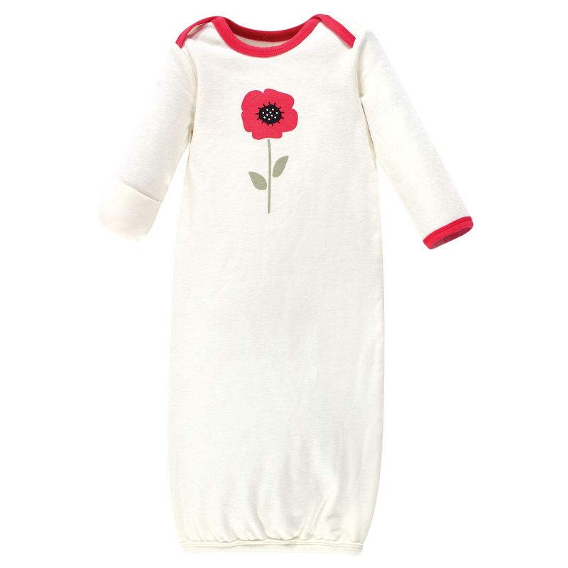 Touched by Nature Infant Girl Organic Cotton Gowns, Poppy, Preemie/Newborn, 4 of 5