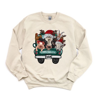 Simply Sage Market Women's Graphic Sweatshirt Merry Christmas Farm Truck