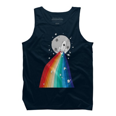 Adult Design By Humans Rainbow Pride Rocket to the Moon By noeldelmar Tank Top
