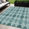 Teal Blue Aqua And Charcoal Moroccan Washable Indoor Outdoor Area Rug - 2 of 4