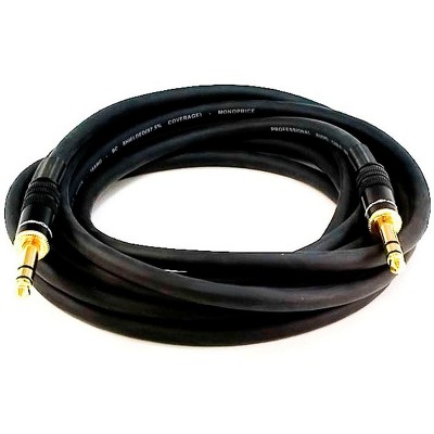 Monoprice Premier Series 1/4 Inch (TRS) Male to Male Cable Cord - 15 Feet - Black | 16AWG (Gold Plated)