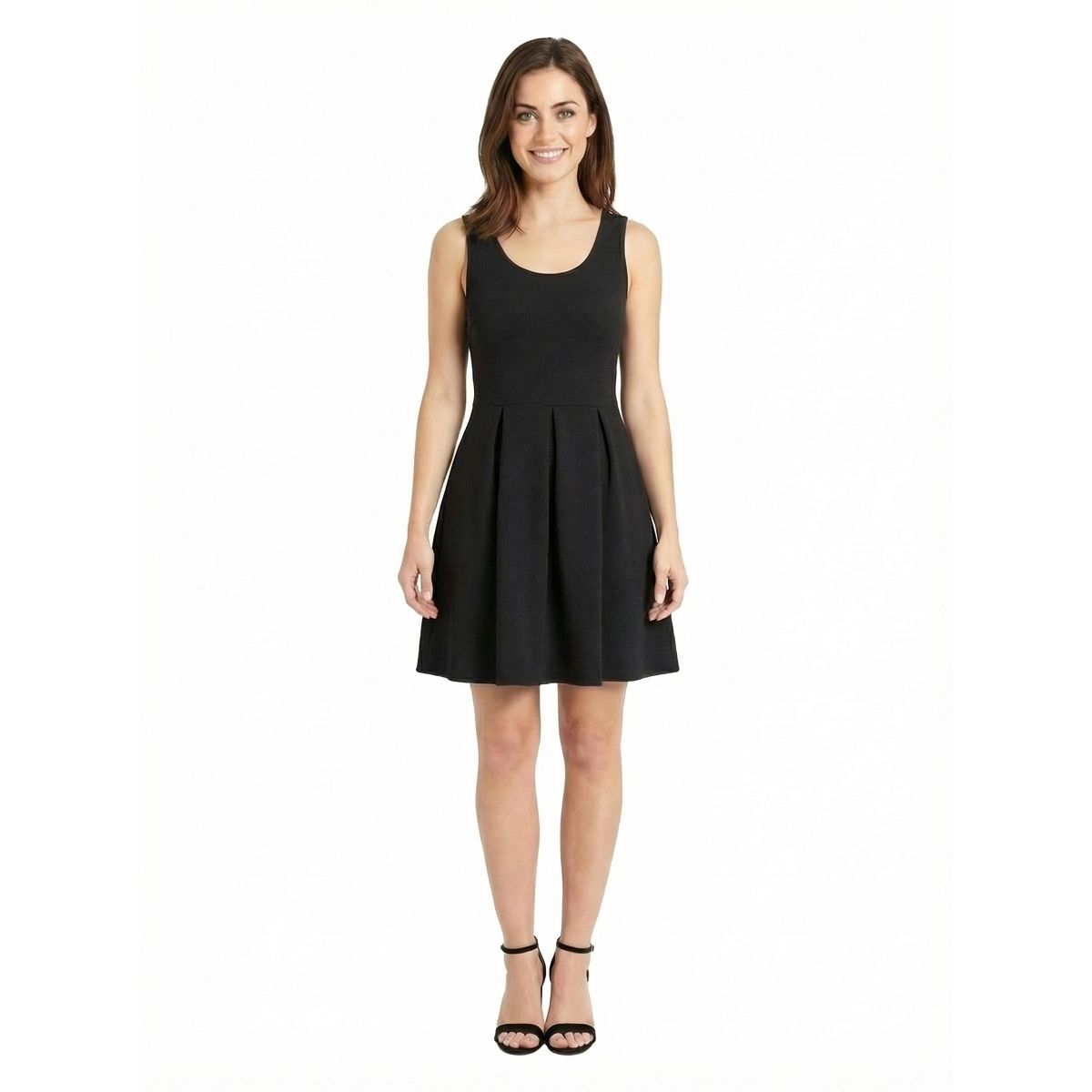 24seven Essential Petite Scoop Neck Sleeveless Pleated Knee Length Pocket Fit N Flare Dress