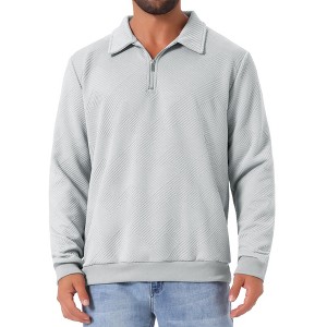 INSPIRE CHIC Men's Long Sleeve Quarter Zip Knitted Geometric Patterns Polo Sweatshirts - 1 of 4