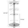 Costway Brushed Stainless Steel Swivel Bar Stool Seat Adjustable Height Round Top Silver Backless - 2 of 4
