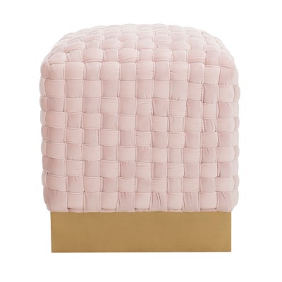 Ravyn Woven Velvet Ottoman Pink - Safavieh