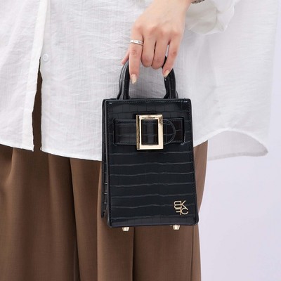 Сумки MKF Collection Mini Vertical – Croc Embossed Top Handle Phone Crossbody Purse MKF Collection by Mia K - Black — фото 2