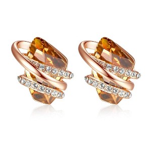 Leafael Wish Stone Stud Earrings with Birthstone Crystals, 18K Rose Gold Plated or Silver-tone - 1 of 4