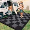 Outdoor Rug Checkerboard Geometric Plaid Pattern, Waterproof Plastic Straw Rug, UV Resistant Foldable Outdoor Rug for Picnic, Backyard, Deck - 2 of 4