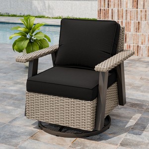 EAGLE PEAK Classic 360° Swivel Rocker Patio Chair with Thick Cushions, All-Weather Wicker Outdoor Lounge Glider - 1 of 4