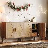 Garvee Bohemian Buffet Cabinet with Woven Rattan Doors, Adjustable Shelves & Sturdy Wood Legs ¨C Natural Wood Particle Board Sideboard, Oak - 4 of 4