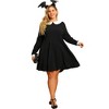 Agnes Orinda Women's Plus Size Long Sleeve Peter Pan Collar Elegant Formal Midi Flare A Line Dresses - 3 of 4