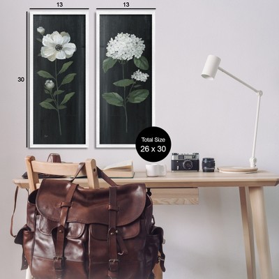 Delicate White Floral Sprigs 13" x 30" Framed Wall Art Set