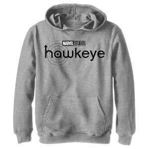 Boy's Marvel Hawkeye Black and White Logo Pull Over Hoodie - 1 of 4