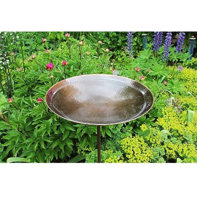 Burnt Copper 14" Birdbath with 36" Wrought Iron Stake