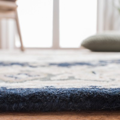 Beige and Navy Hand-Tufted Wool Rectangular Area Rug