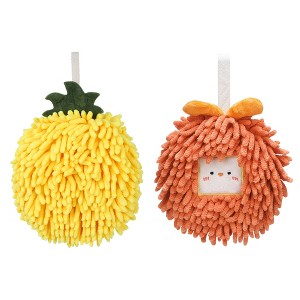 REGALWOVEN 2 Pcs Comfortable Soft Absorbent Chenille Ball Fuzzy Hand Towels - 1 of 4