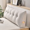 Bekrvio Wedge Headboard Pillow for Bed, Faux Linen Reading Backrest Cushion with Removable Cover & Pocket, Large Triangular Bed Rest - 3 of 4