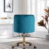 Velvet Swivel Office Chair with Wheels, Comfortable Home Desk Chair with Gold Metal Base for Study or Office – The Pop Home - 3 of 4