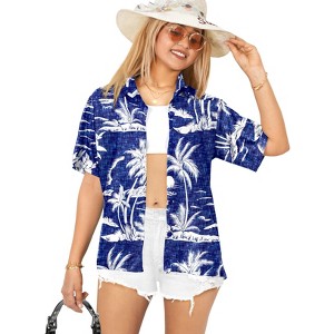 HAPPY BAY Hawaiian Shirts Womens Casual Summer Beach Tropical Tops Blouses Short Sleeve Button Up Dress Shirts Coverup Dresses for Women - 1 of 4