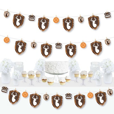 Big Dot of Happiness Gone Hunting - Deer Hunting Camo Baby Shower or Birthday Party DIY Decorations - Clothespin Garland Banner - 44 Pieces