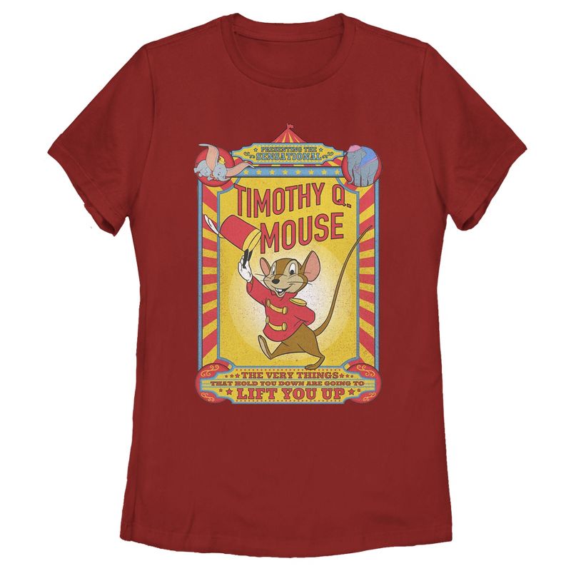 Women's Dumbo Timothy Q. Mouse Circus Poster T-Shirt, 1 of 5