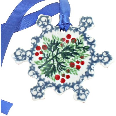 Blue Rose Polish Pottery A88-Ceramika Artystyczna Snowflake Ornament