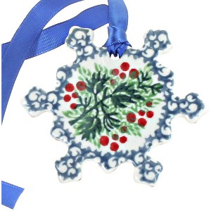 Blue Rose Polish Pottery A88-Ceramika Artystyczna Snowflake Ornament - 1 of 1