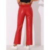 INSPIRE CHIC Women's High Waist Straight Leg Side Pockets Casual Punk Faux Leather Pants - 3 of 4