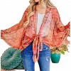 Women's Boho Front Tie Knot Dolman Sleeve Oversized Print Duster Top - And The Why L - 3 of 4