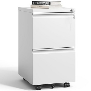 Munora - 2-Drawer Mobile File Cabinet with Lock - Heavy Duty Under Desk Storage - White - 1 of 4