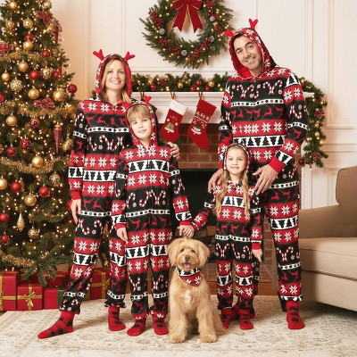 PATPAT Matching Family Christmas Pajamas Holiday Hooded Jumpsuit Sleepwear with Socks