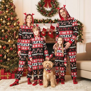 PATPAT Matching Family Christmas Pajamas Holiday Hooded Jumpsuit Sleepwear with Socks - 1 of 1