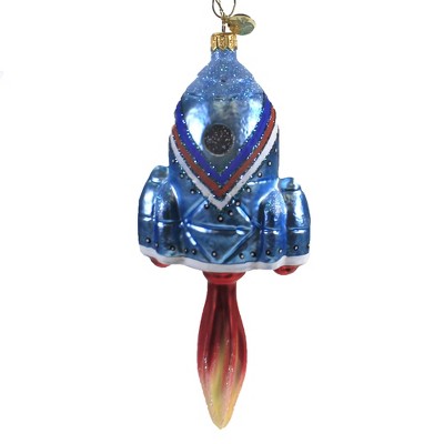 Morawski 8.5" Blue Space Ship With Flame Ornament Space Nasa Astronaut  -  Tree Ornaments