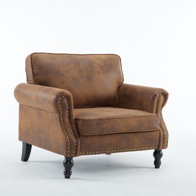 NicBex 40.16 Inch Faux Leather Single Sofa Chair with Nailhead Trim for Living Room,Apartment,Office
