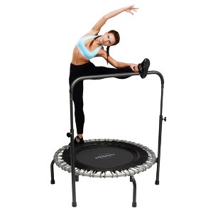 JumpSport 350 Series 39" Fitness Trampoline & Handle Bar Bundle, Adjustable Bungees, Stable No-Tip Arched Legs, & 60 Day Streaming Trial - 1 of 4