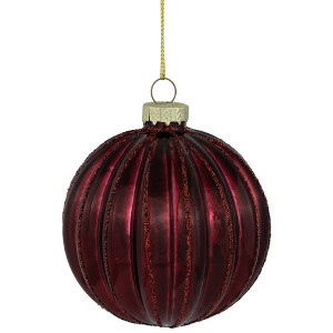 Northlight 4ct Shiny Maroon Glass Ball Christmas Ornaments 3" (80mm) - 1 of 4