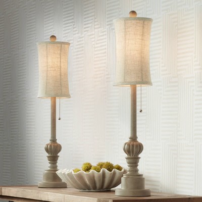 Regency Hill Traditional Buffet Table Lamps 28" Tall Set of 2 Natural Candlestick Cream Bell Shade for Dining Room
