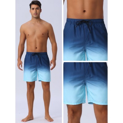 Мужские брюки INSPIRE CHIC Men's Gradient Color Drawstring Elastic Waist Lining Summer Swimming Trunks Light Blue 30 — фото 4