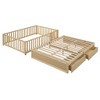 CAVINAS Full Size Wood Montessori Bed with 2 Drawers and Safety Guardrails,Modern Floor Bed Can Split Into 2 Beds,Toddler Bed for Bedroom - 4 of 4