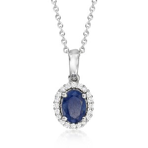 Ross-Simons 1.50 Carat Sapphire and .20 ct. t.w. White Topaz Pendant Necklace in Sterling Silver - 1 of 4